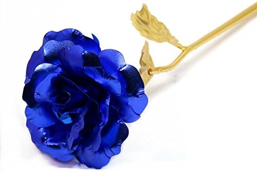 24K Gold Foil Rose Flower, Artificial Never fading Rose - Gift for Mother’s Day, Valentine’s Day, Anniversary, Birthday gift, Wedding gift by Sheffla (Blue)