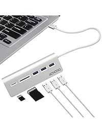 Aleación de aluminio calidad premium 5 in 1 USB Hub USB 3.0 y lector de tarjetas Combo. Transferencia de Datos de alta velocidad 3.0 Card Reader multiuso. Vienen con 3 puertos hub usb y 1 puerto lector de y 1 puerto micro sd