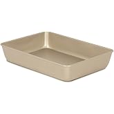 Glad Baking Pan Nonstick - Oblong Metal Dish for Cake and Lasagna - Heavy Duty Carbon Steel Bakeware, Small, Gold