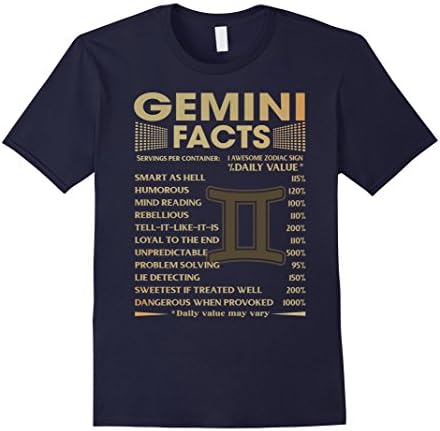 Men's Gemini Awesome Zodiac Sign T-Shirt Large Navy