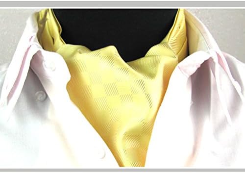 Man’s Smart Silk Cravat Ascot Tie with Stylish Ornamental Leaf Brooch