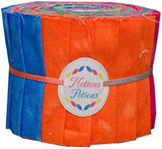 Notions Potions Quilt Jelly Roll 2.5x44" 6.4x112 cm. 20 Strips Tropical Batik in Multi-Colored
