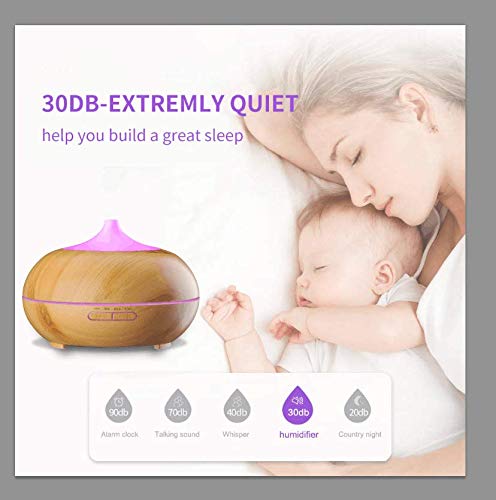 Aroma Diffuser,XPLUS Oil Diffuser Humidifier 300ml Essential Oil Diffuser Wood Grain Ultrasonic Cool Mist Humidifier for Office Home Bedroom Living Room Study Yoga Spa (Wood Grain)