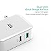 RAVPower Quick Charge 2.0 30W Dual USB Plug Quick Charger Foldable Pin for Galaxy S6/ Edge, Note 5/ 4, LG G / G5, Nexus 6 and iSmart for iPhone 7 (White)