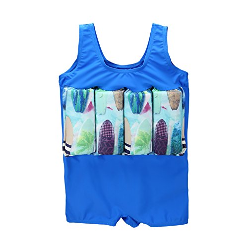 Wowelife Toddler Float Suit with Arm Bands Baby Floating Swimsuit with 8 Removable Buoyancy Sticks for Boys and Girls, 1-4 Years (Sea Blue, M(Chest 60,Length 42cm))