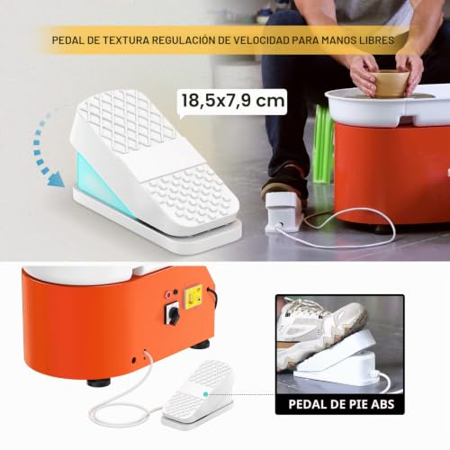 VAYOTOY Pottery Lathe 25cm Ceramic Wheel with Manual Handle and Foot Pedal 350W Motorized Electric Ceramic Wheel Machine 300RPM Electric Pottery Lathe DIY Crafts for Adults Children