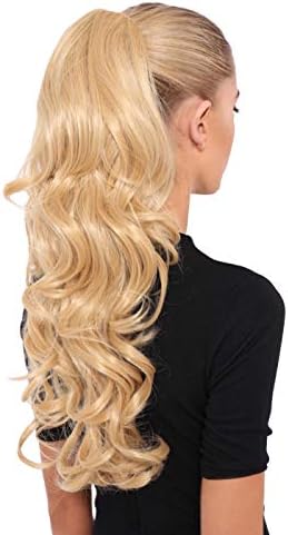 LullaBellz Curly Glam 22 Inch Ponytail Hair Extension (Dark Brown Caramel)