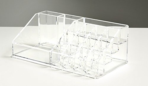 Unique Home New Design Bottom Layer Increase Fits Most Conceal Acrylic Makeup Organizer and Cosmetic Make Up Organizer Countertop Storage Box Brush Holder Clear Jewelry Organizer Bathroom Vanity Tray
