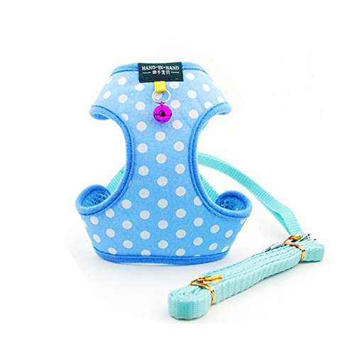 Strimm Adjustable Cotton Soft Navy Air Mesh Front Chest Harness Vest and Leash Set for Small Mini Tiny Toy Poodle Teddy Dogs/Cats