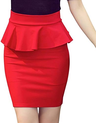 Summer NEW New Women Pure Color OL Lotus Leaf Slim Stretch High Waist Pack Hip Skirt Plus Size S-5XL Women Pencil Skirts