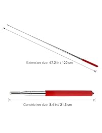 Tinksky telescópico de Profesores puntero, puntero de enseñanza, Mano puntero   puntero retráctil telescópico extensible presentador manual aula pizarrón puntero (Rojo)