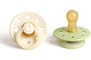 Itzy Ritzy Natural Rubber Pacifiers (Set of 2) – Baby Pacifiers with Cherry-Shaped Nipple & Large Air Holes for Added Safety;