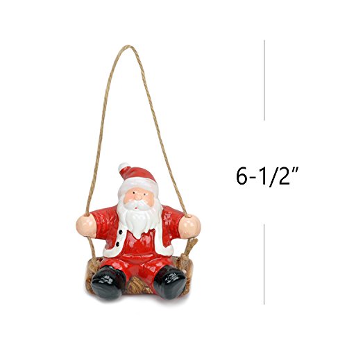 Evelyne GMT-10310-3 3-Piece Set Holiday Season Ceramic Christmas Haning Ornaments Decorative Display - Santa Claus - Thumbnail 2