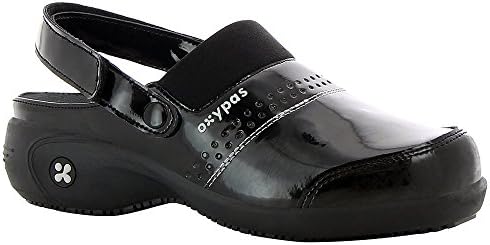 Oxypas Footwear Women's Sandy Heel Strap Clog Patent Black