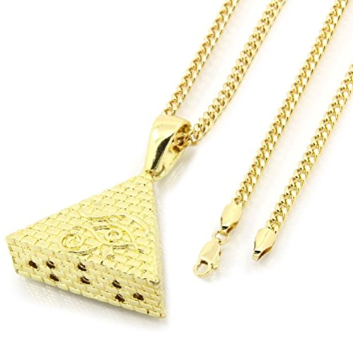 POPLife Men'S Golden Tone Eye Of Horus Egypt Pyramid Pendant Hip-Hop 30