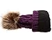 Women's Winter Fleece Lined Cable Knitted Pom Pom Beanie Hat with Hair Tie.(Purple)