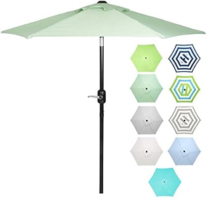 Amazon Com 6 Ft Outdoor Patio Umbrella With Aluminum Pole Easy Open Close Crank And Push Button Tilt Adjustment Sage Green Market Umbrellas Garden Outdoor
