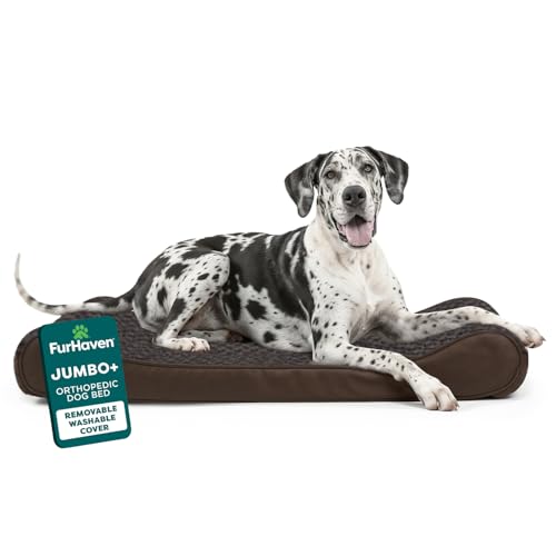 FurHaven Ultra Plush & Suede Luxe Lounger Orthopedic Pet Bed, Chocolate, JumboP…