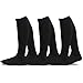 TeeHee Microfiber Compression Knee High Socks with Rib 3-Pack (Medium (9-11), Black)