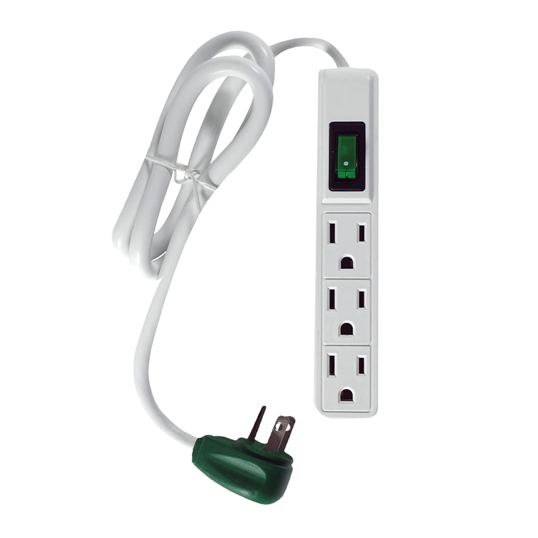 Photo 1 of Go Green Power Inc. 2.5ft 3-Outlet Power Strip - Compact, Durable, Ideal for Travel & Home Use with Right-Angled Plug and Circuit Breaker - GG-13002MS