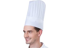 Hyzrz 10 Pack Disposable Non-Woven Paper Fiber Chef Hats for Kids,Adults,Adjustable Unisex White Kitchen Caps Bulk Set