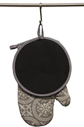 Oven Mitt and Potholder Set - Pot Holders and Oven Mitts Protect Hands and Surfaces - Kitchen Essentials Ideal for Cooking, Baking - Heat Resistant to 500F - Cotton w/Neoprene Silicone for Easy Grip