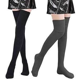 Tacobear 2 paar overknee-kousen gebreide kniekousen dames winter warm beenwarmers beenwarmers kousen katoenen kousen…