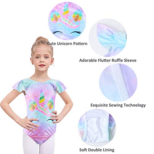 MHJY Girls Gymnastics Leotard Unicorn Ballet Dancewear One-Piece Activewear Bodysuit Athletic Leotards - Thumbnail 3