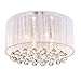 Edvivi Belle Drum Crystal Flush Mount, 4 Lights Glam Lighting Fixture with Hanging Crystals, White Thread Wrapped Drum Shade, Bedroom, Living Room, Girls Room, Closet