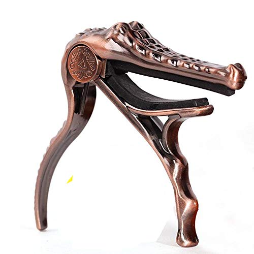 A007G/Pb Aligater Shape Aluminum Alloy Acoustic Folk Guitar Capo Bronze (6254152564123)