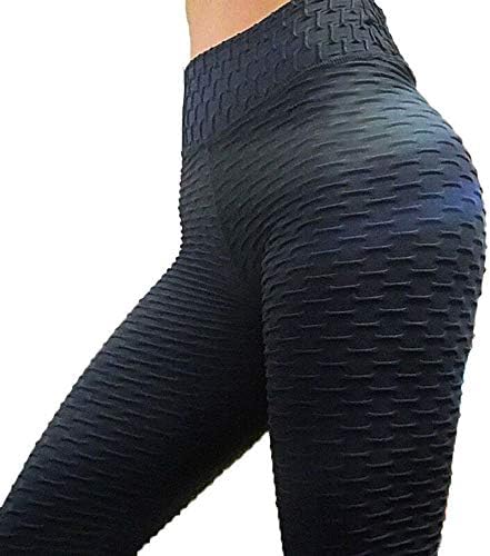 Upors Women's High Waist Skinny Yoga Shorts Pants Ruched Butt Lifting Stretchy Textured Running Workout Capris Tights