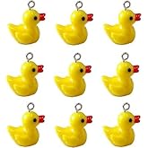 Junfamilee 10 Pcs Yellow Cute Small Duck Pendants Charms Mini Ducks for Crafts Jewelry Findings for Bracelet Earrings Keychain, Jewelry Making Charms