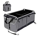 HiHiLL Car Trunk Organizer for SUV Truck Auto Durable Collapsible Cargo Storage, Non Slip Bottom Strips to Prevent Sliding, Premium 26 inch Divisible Multi-compartments Cargo