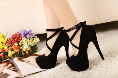JELESION 2014 Summer Women's Sexy Pumps Vintage Red/black Bottom Platform Strappy High Heels Party Shoes