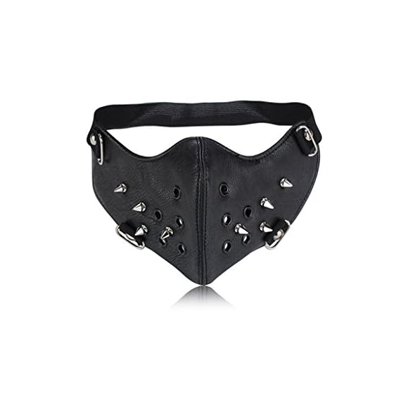 EgoLanding-Leather-Rivet-Half-Face-Steampunk-Sports-Protective-Cosplay-Motocycle-Biker-MaskBlack