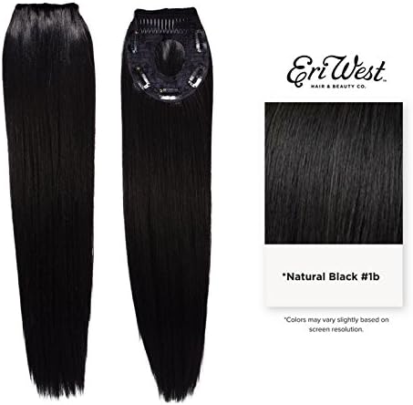 Eri West Clip-in Invisible Ponytail Extension Futura Fiber Ponytail 120g - Yaki Straight 22" Natural Black