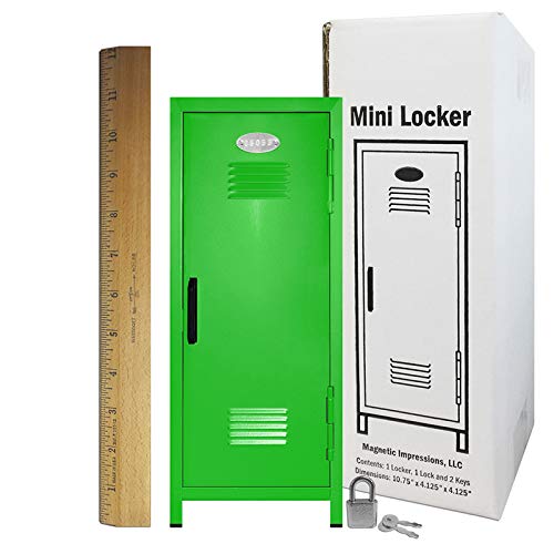 Mini Locker with Lock and Key Lime -10.75" Tall x 4.125" x 4.125"