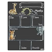 Cohas Monthly Milestone Board for Baby with Safari Theme, Reusable Chalkboard Style Surface, and No Liquid Chalk Marker, 12 by 16 Inches, No Marker