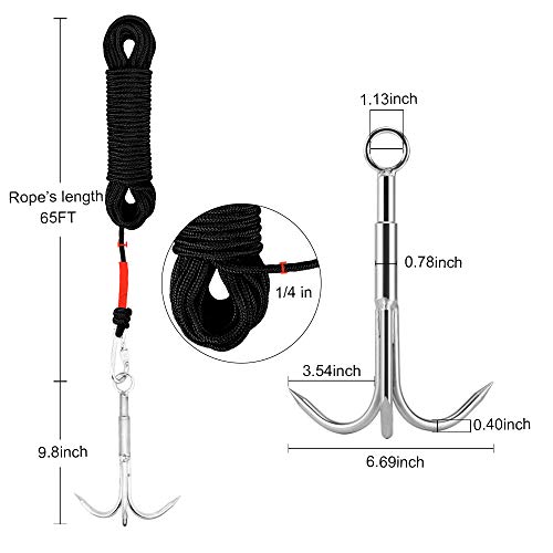 MHDMAG Grappling Hook, Anchor Hook Carabiner Climbing with 3Claw