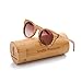 Arctic Penguin Polarized Round Sunglasses for Women Handmade Walnut Wood Glasses Vintage Mens Sun Shade with Bamboo Case UV400 (Wooden, Tea)
