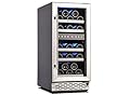 Phiestina 15 Inch Dual Zone Wine Cooler Refrigerator - 29 Bottle Built-in or Free-standing Frost Free Compressor Wine Refrigerator for White and Red Wines with Digital Memory Temperature Control