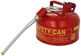Eagle U2-26-SX5 Type II Metal Safety Can, Flammables, 11-1/4" Width x 9-1/2" Depth, 2 Gallon Capacity, 5/8" OD Pour Spout, Red