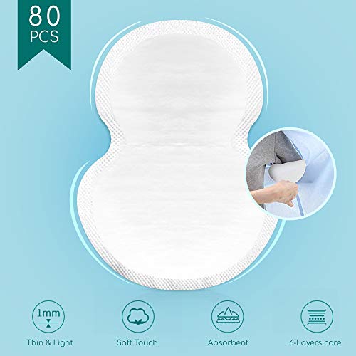 Underarm Sweat Pads,Disposable Absorbent Underarm Dress Shields,Perspiration Sweat Pad,Fight Hyperhidrosis, Antiperspirant Adhesive Underarm Pads for Men and Women (80 Pack)
