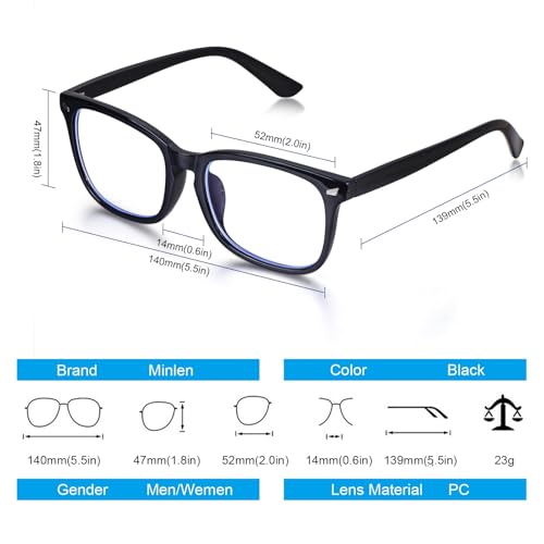 2 Pack Blue Light Blocking Glasses for Women and Men, Clear Frame Square Eyeglasses with Anti-Eyestrain Lenses, Lightweight Glasses for Computer, Reading, Gaming, TV and Phone Use