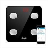 Ouyii Digital Scale Smart Bluetooth Wireless Fat Bathroom Body Scales CF390BLE With IOS and Android App Portable For Travel(black)