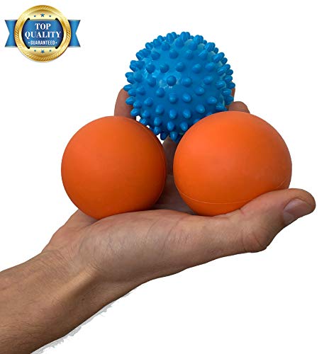 Limm Therapy Massage Ball Set - Lacrosse & Spiky Combo - 2 2.5 inches & 1 2.8 inches - Best Feet, Back & Neck - Rubber Balls for Pain Relief & Plantar Fasciitis - Includes Free Carry Bag - Thumbnail 6