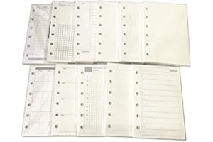 A7 Planner Inserts for 11 Packs, A7 Agenda Refill, 100 gsm Thicker Paper/4.84 x 3.23'', 45 Sheets(90 Pages) per Pack, 11 Designs Included, for 6 Holes Pocket Binder, Harphia
