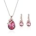 Teniu Fashion Crystal Pendant Necklace Earring Set Rose Gold Jewelry Set For Women Girls