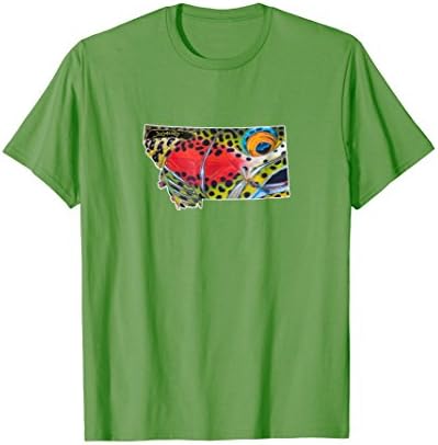 Mens Montana Rainbow Trout T-Shirt Derek DeYoung Fishing Gift 3XL Grass
