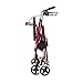 DMI Lightweight Adjustable Seat Height Aluminum Rollator Mobility Walker with Cushioned Backrest, Hand Brakes, Flip-Up Seat and Front Swivel Wheels, Burgundy